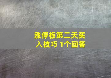 涨停板第二天买入技巧 1个回答